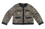 Animal Leopard Print Down Puffer Jacket Tan Black Womens Size L