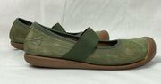 KEEN Mary Jane Flats Sienna Olive Green Leather Shoes Elastic Strap Size 7.5