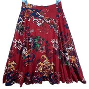 Anthropologie Akemi + Kin Womens Sweater Knit Skirt Midi Sz M Rust Floral Boho