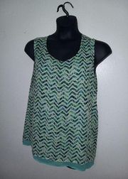 Green zig zag striped Tacera sleeveless blouse