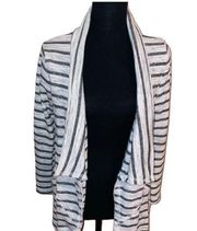 Lazy Sundays Black, White and Gray Open Front Striped Cardigan