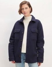 Everlane The ReNew Fleece Everyone Overshirt in Navy XSmall New Womens Shacket