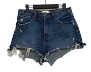 Abercrombie & Fitch High Rise Mom Jean Shorts Denim Size 30 US 10 Curve Love