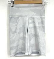 Alo Yoga  White & Gray Camo High Rise Biker Shorts