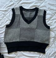 black and white knit sweater vest