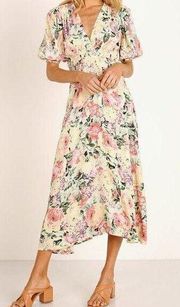 | Marie Louise Midi Dress in Vennisa Floral Yellow