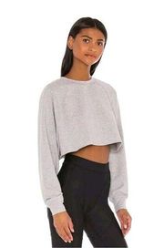 Alo Yoga Cropped Double Take Pullover Sweater Gray Heather Women's Size S EUC