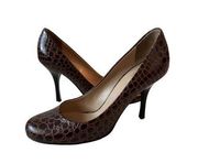 GIUSEPPE ZANOTTI Brown Leather Croc Embossed Heels Size 37/7