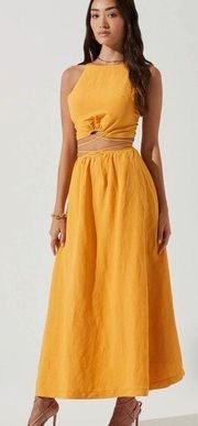 Astr The Label Marigold Divine Tie Waist Crop Top & Maxi Skirt Matching Set NEW