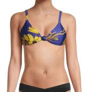 Farm Rio Mermaid Banana Bikini Top Blue Yellow Tropical Bananas Size Small