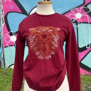 ASOS Design Red Tiger Stitched Crewneck Sweater Size 4