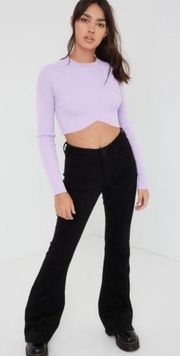 Purple Long Sleeve Ribbed Sweater