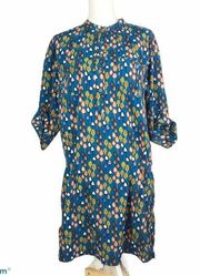 Fossil tree print 3/4 sleeve dress blue size L