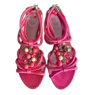 EMILIO PUCCI HOT PINK MAGENTA SATIN STRAPPY BEADED SANDALS SIZE 6/36 ITALY