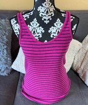 MOTHERHOOD MATERNITY Pink with Blue Stripes Tank L