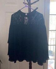 Women's Good Luck Gem Black Lace Blouse Size 1X