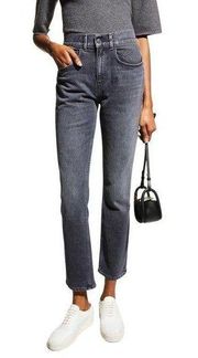 NWT Lafayette 148 High Rise Straight Ankle Reeve Jeans in Washed Slate