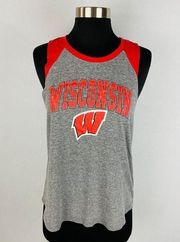 University of Wisconsin Gray Red White Sleeveless Womens Small S T-Shirt