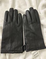 NEW Nordstrom Gloves Size Extra Large Womens Leather Black Warm Winter Comfy