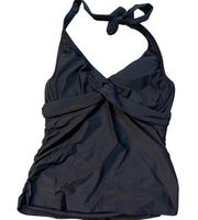 ATHLETA Swim Top Size 36 B/C Black Bra Cup Halter Tankini Quick Dry UPF 50+