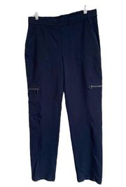 Susan Graver Weekend Dark Blue Pants with Silver Zippers Size M