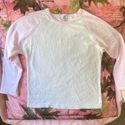 Brandy Melville pink and white baseball baby tee