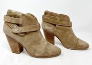 [Rag & Bone] Tan Suede Harrow Ankle Boots Block Heel Booties Size 39.5 US 9.5