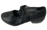 Dansko Black Leather Low Wedge Clogs with Velcro Tie Knot Strap