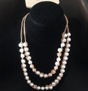 Tahari tiered Pearl & Pave Ball Necklace