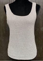 silver metallic sweater tank top. Size Small