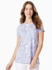 Jones New York Women's Plus Blue/Purple Paisley Short Sleeve Blouse 1X NWT