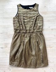 See by Chloe Metallic Gold Scalloped Mini Dress | Size 6