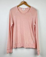 SUNDRY Athletic Crew Tee in Distressed Light Pink - Size 3/L