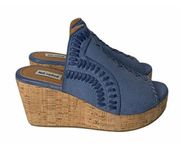 NEW Womens Not Rated Francie Blue Woven Wedge Sandals Shoes Open Toe Clogs 7.5 M