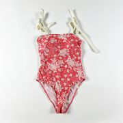 Summersalt The Tie Oasis Bowtie Shoulder One Piece Swim Bathing Suit Pink Floral