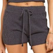 POL Cozy Drawstring Waist Cable Knit Fuzzy Shorts Grey Size Small NWT