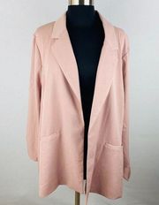 Skies Are Blue Bohemian Solid Blush Pink Open Front Swanky Blazer Jacket Size 3X