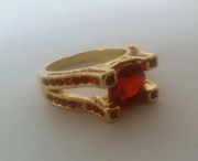 Ruby Red Gold Plated Size 7 Statement Ring