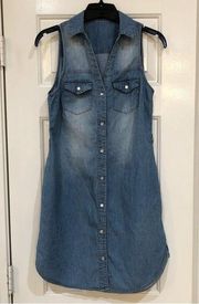 J FOR JUSTIFY DENIM SLEEVELESS PEARL SNAP BUTTONS DRESS S