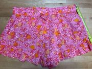 J. Crew NWT Cotton Voile Ruffle Beach Short Pink/Yellow/White Size XL 2” inseam