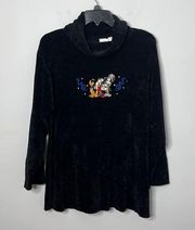 Disney  Store Vintage Mickey Minnie Pluto Embroidered Turtleneck Tunic Sw…