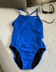 Nike women’s royal blue one piece bathing suit 10 med 36