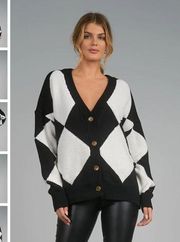 Elan Harley cardigan black and white new with tags SMALL