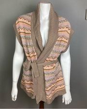 The Limited sweater vest large wrap belted summer fair isle shawl collar