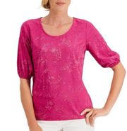 Jm Collection Womens Pink Textured Glitter Floral XL petite