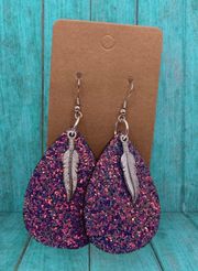 Handmade Glitter faux leather & wood earrings