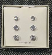 NIB  Sterling Silver Earrings, Set of 3 pairs