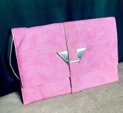 Petal Silver Lavender Purple Pink Ostrich Texture Clutch Handbag