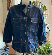 CHICO'S Dark Blue Denim Toggle Close Jacket Size Medium