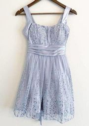 dELiA’s fit & flare silver sparkle mini dress 3/4 juniors EUC